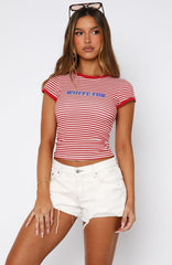 Weekend High Baby Tee Red Stripe