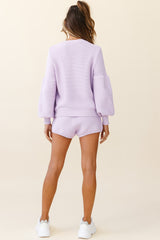 Cooper Drawstring Knit Shorts Purple