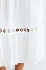 Daydream Shirred Bust Frill Trim Maxi Dress White