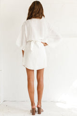 Arabia Sequin Embroidery Detail Mini Skirt White