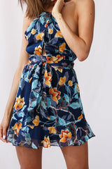 Bula Halterneck Open Back Dress Blue