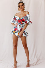 Ambrosia Off-Shoulder Floral Romper White