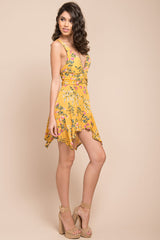 Brynna Floral Romper Yellow Mustard