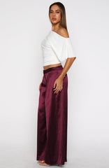 Always Punctual Wide Leg Pants Wine