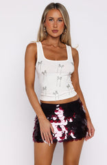 Dancefloor Dreamer Sequin Mini Skirt Plum