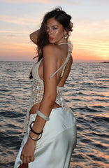 Keep On Wishing Halter Crochet Top Sand