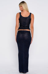 Star Shining Sequin Knit Maxi Skirt Midnight
