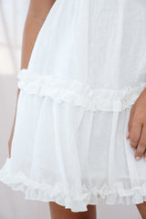 Be Mine Ruffle Strap Tie-Knot Dress White