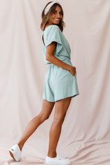 Chelsea Belted T-Shirt Romper Sage