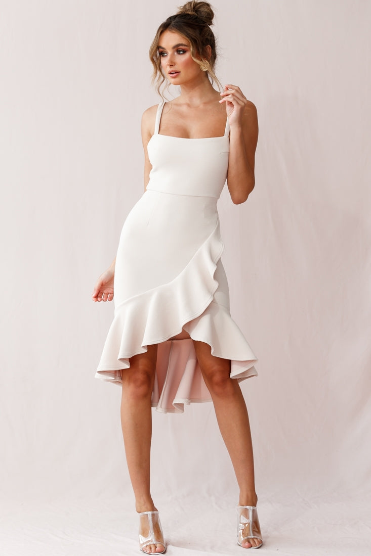 Cartagena High-Low Asymmetric Salsa Dress Beige