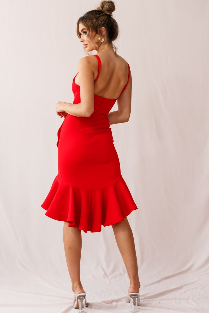Cartagena High-Low Asymmetric Salsa Dress Red