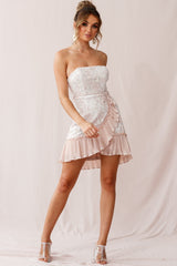 Banksia Lace Bandeau Wrap Dress Nude