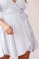 Cara Frill Trim Wrap Dress Stripe Print Lavender
