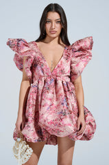 BELLE OF THE BALL PRINTED MINI DRESS