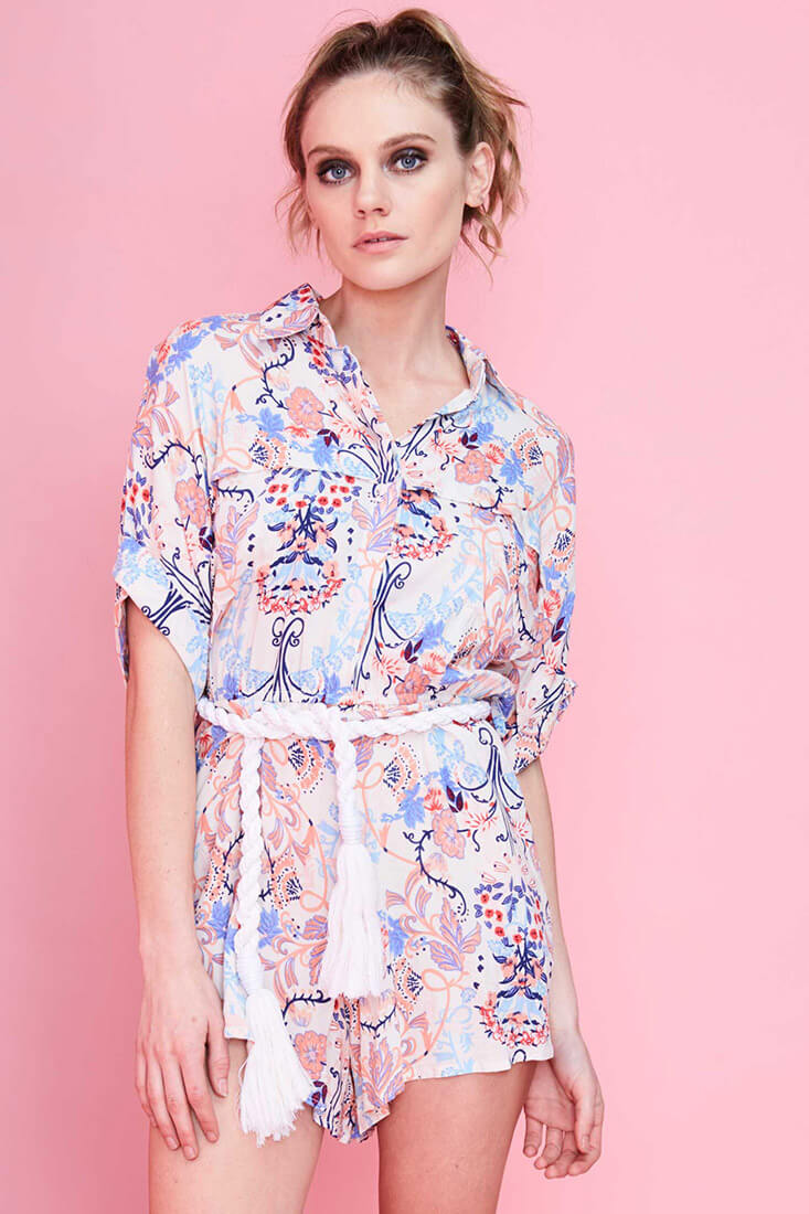 Cassidy Casual Romper Floral Red