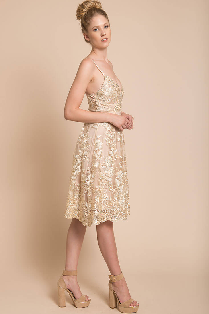 Delilah Lace Dress Beige