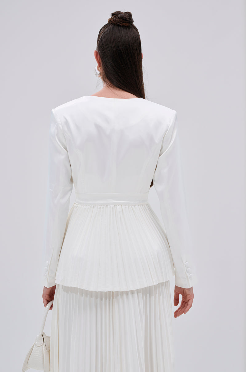 SWEET THING PLEATED SATIN BLAZER