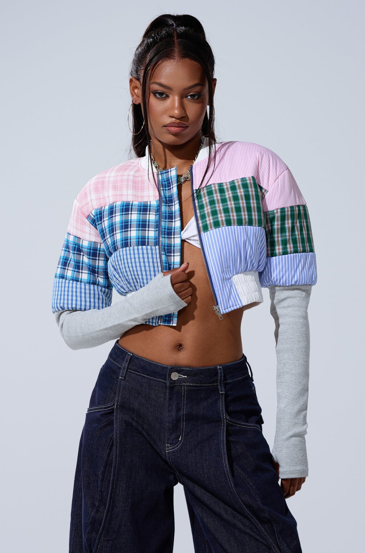 BABY GIRL PATCHWORK BOMBER