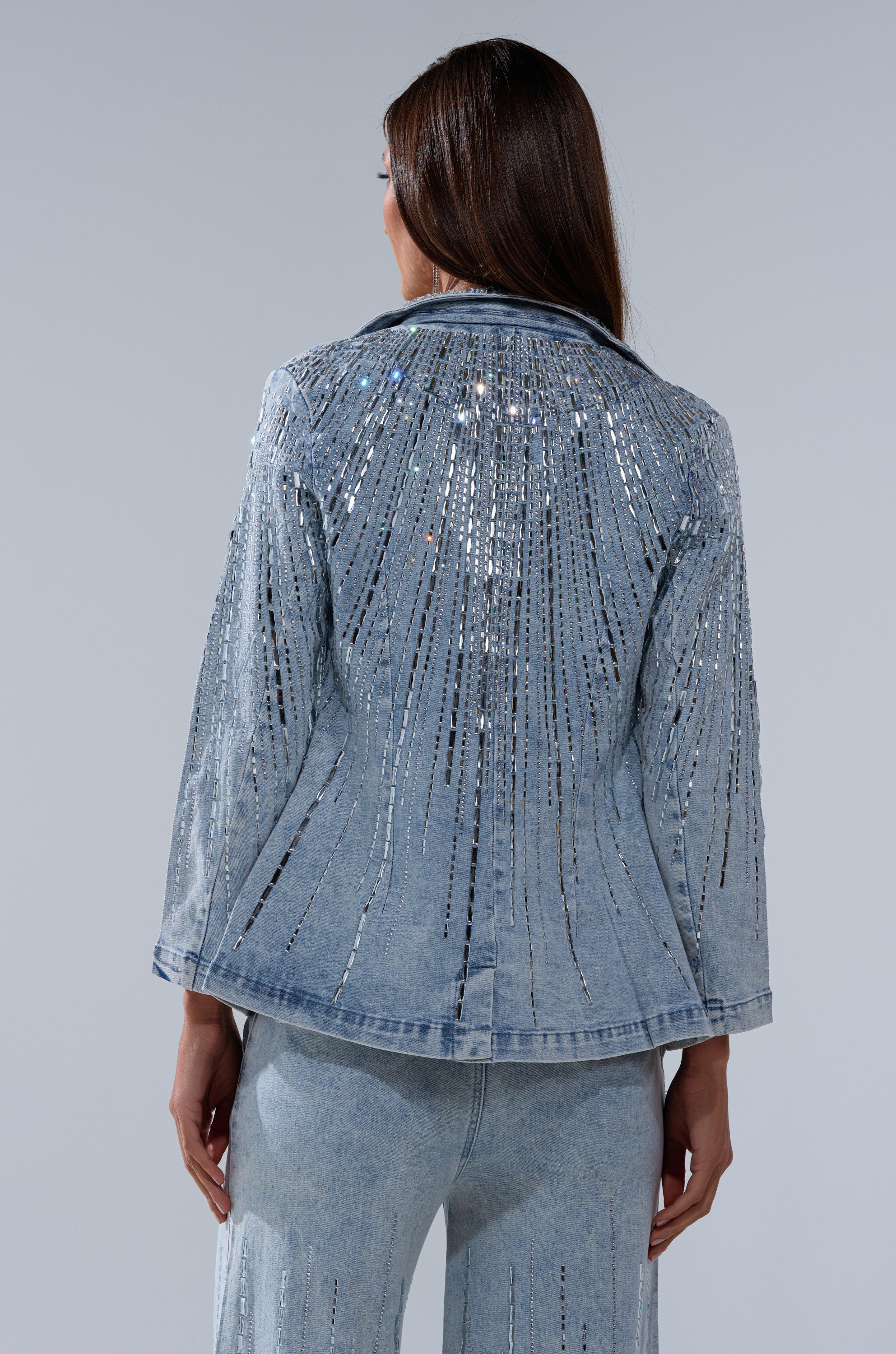 MILA EMBELLISHED BLAZER IN DENIM
