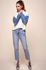 Dawn Denim Sleeved Knit Sweater Marble Blue