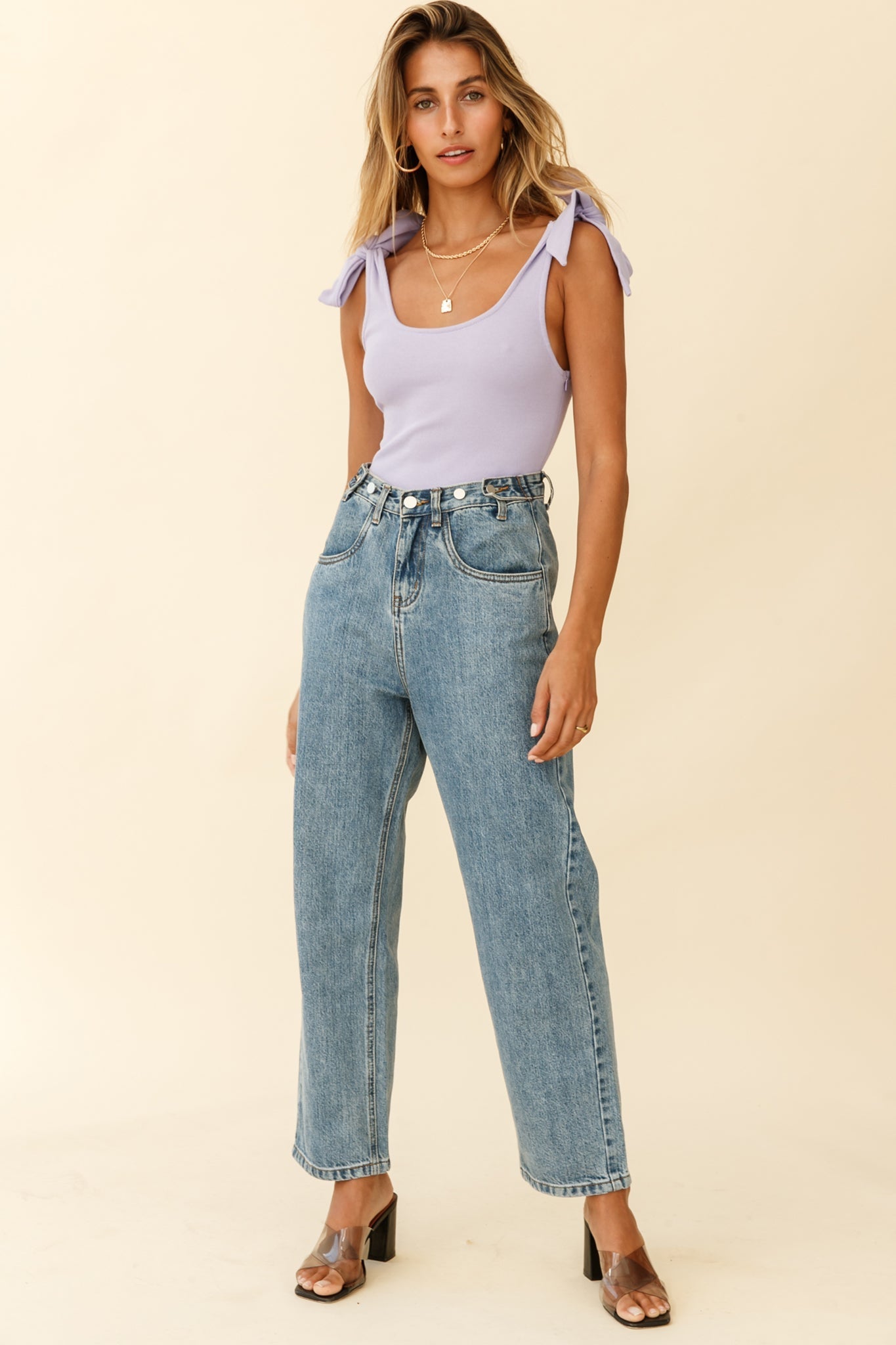 Can't Stop Me Bow Shoulder Bodysuit Lilac