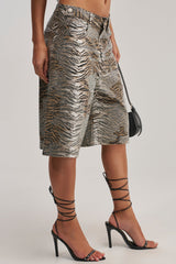 FEELING WILD RHINESTONE ZEBRA BERMUDA SHORT