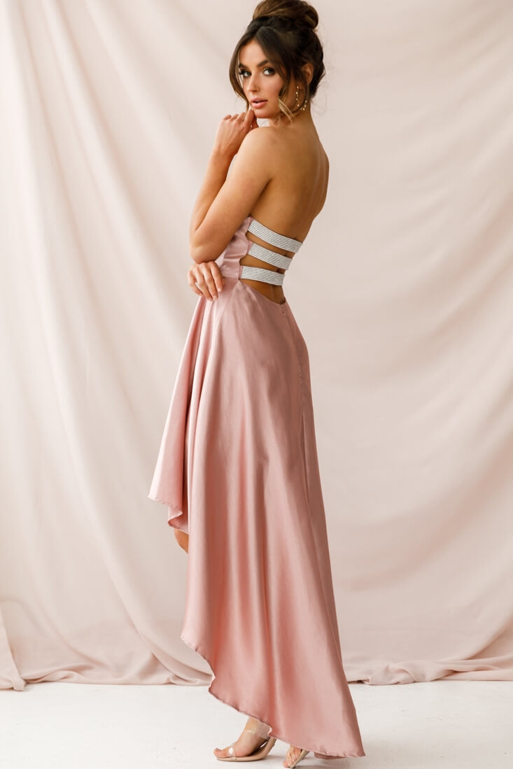 Belle Strapless High-Low Hem Dress Mocha