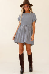Cannes Striped Day Dress Black
