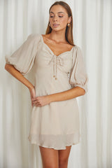 Avaline Drawstring Bust Mini Dress Beige
