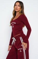 Found You Out Long Sleeve Top Burgundy