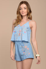 Aranza Chambray Top Blue