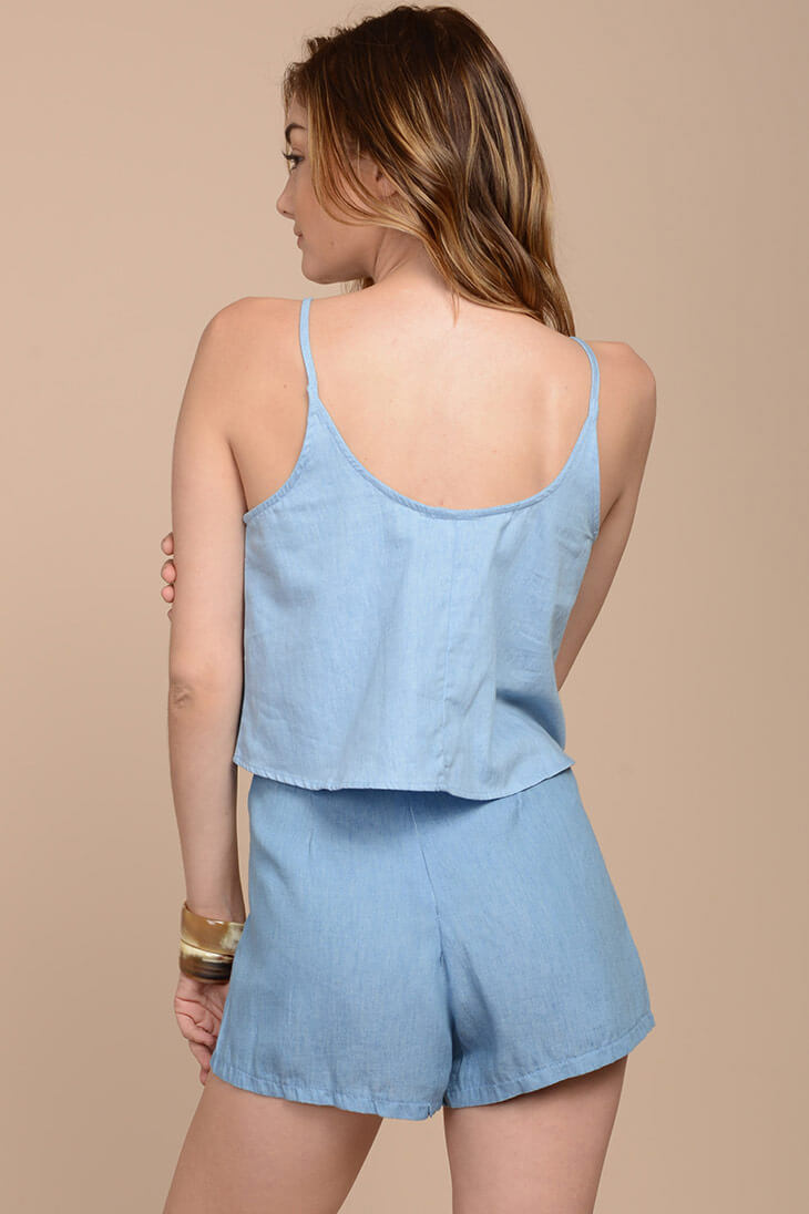Aranza Chambray Top Blue
