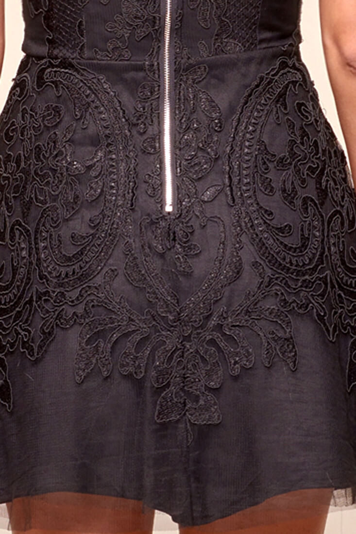 Diaz Glam Embroidered Fit and Flare Dress Black