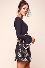 Bri Mesh Overlay Mesh Holiday Skirt Black