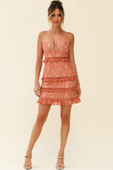 Dear Lover Cami Strap Frill Detail Lace Dress Rose