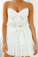Camryn Sweetheart Neckline Lace-Up Bodice Crop Top White