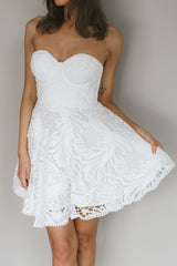 Cheyenne Sweetheart Neckline A-Line Dress White