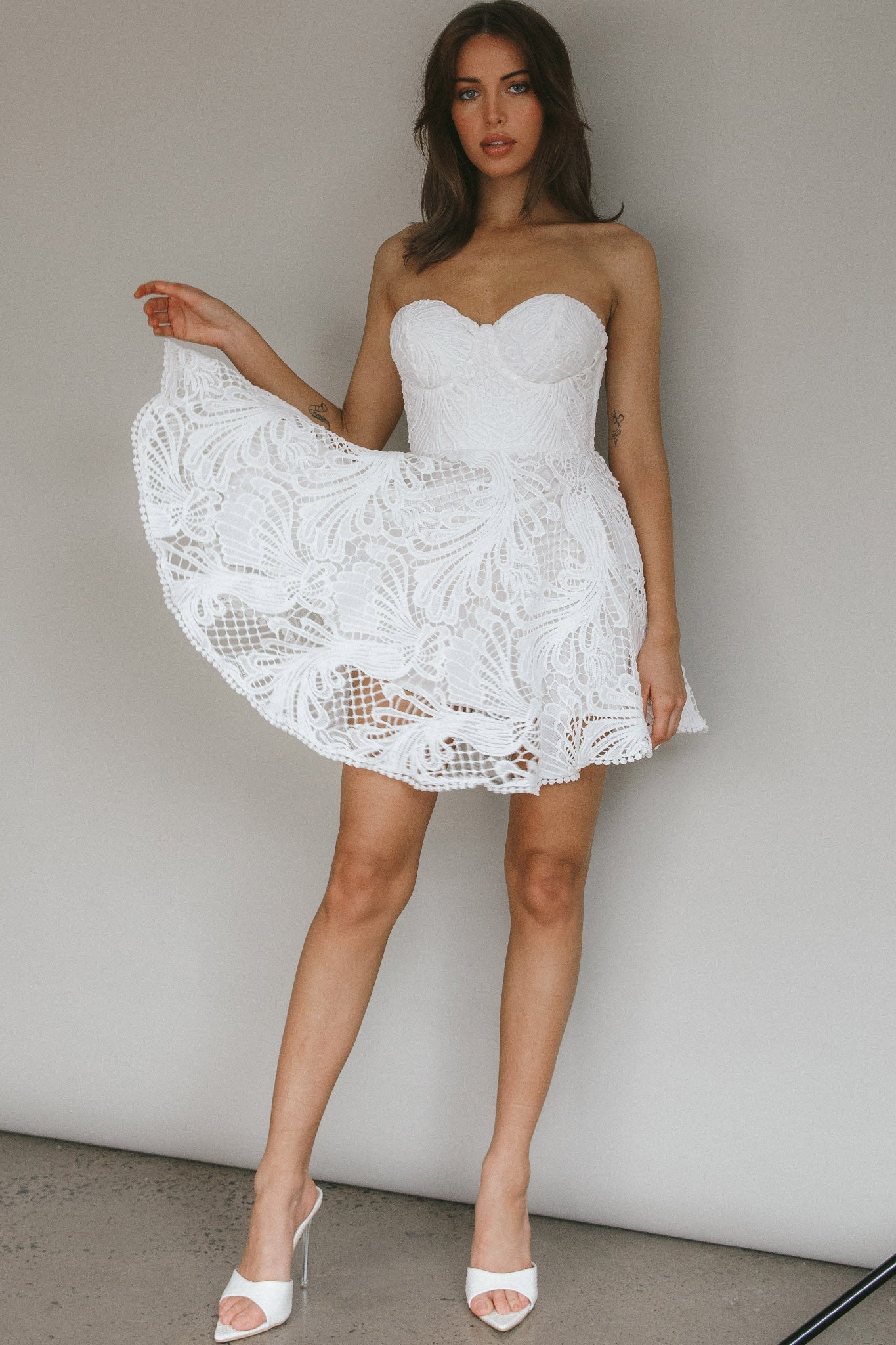Cheyenne Sweetheart Neckline A-Line Dress White