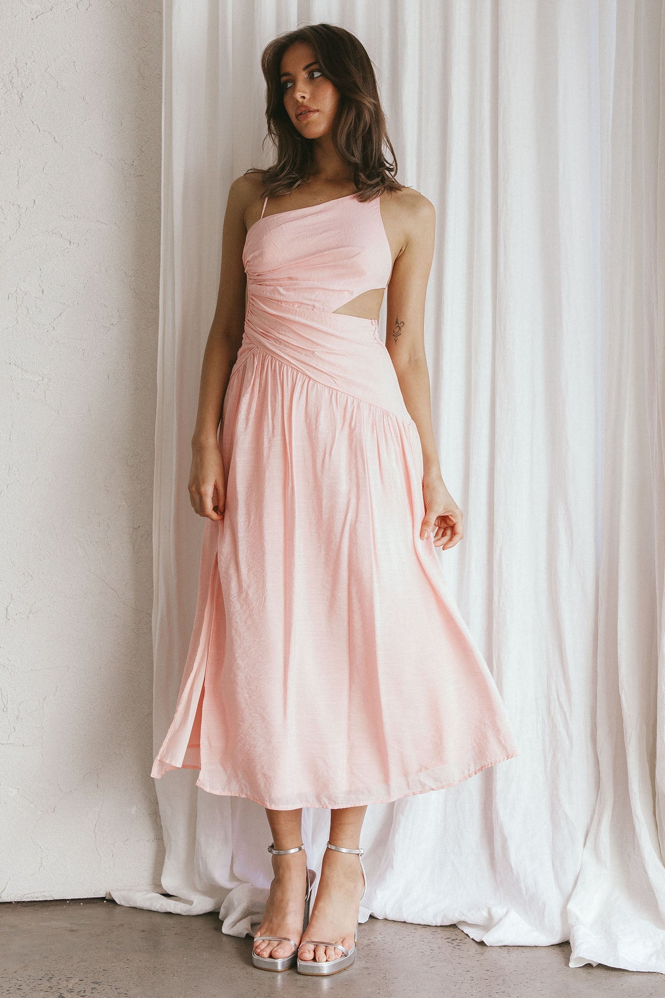 Destination Open Back Midi Dress Blush