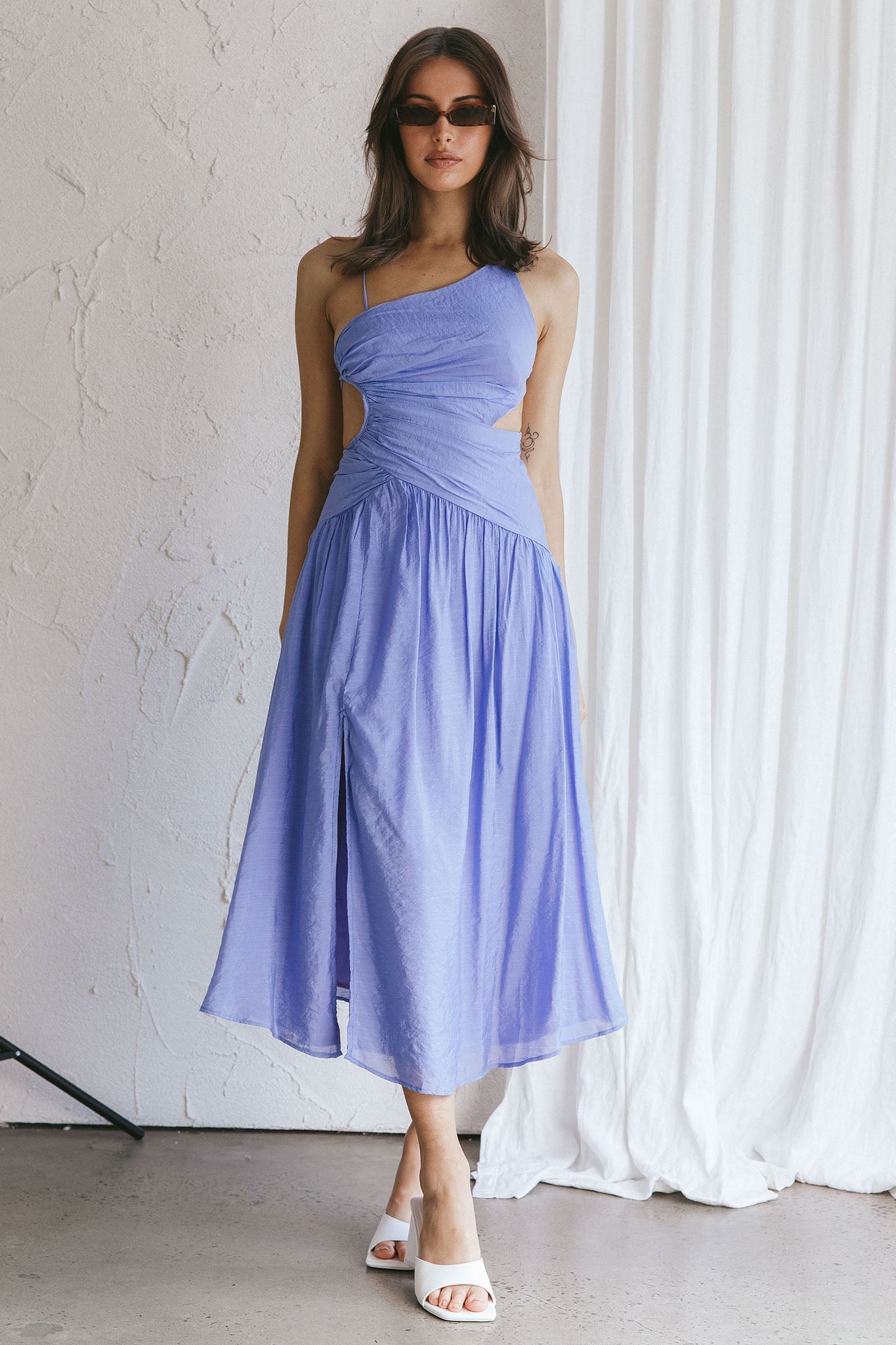 Destination Open Back Midi Dress Purple
