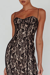 Aura Lace Midi Dress Black