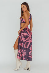 Charisma One-Shoulder Cut-Out Maxi Dress Floral Purple