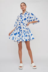 Day Trip Waist Tie Collared Dress Blue