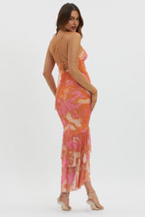 Avalee Layered Hem Mesh Dress Pink