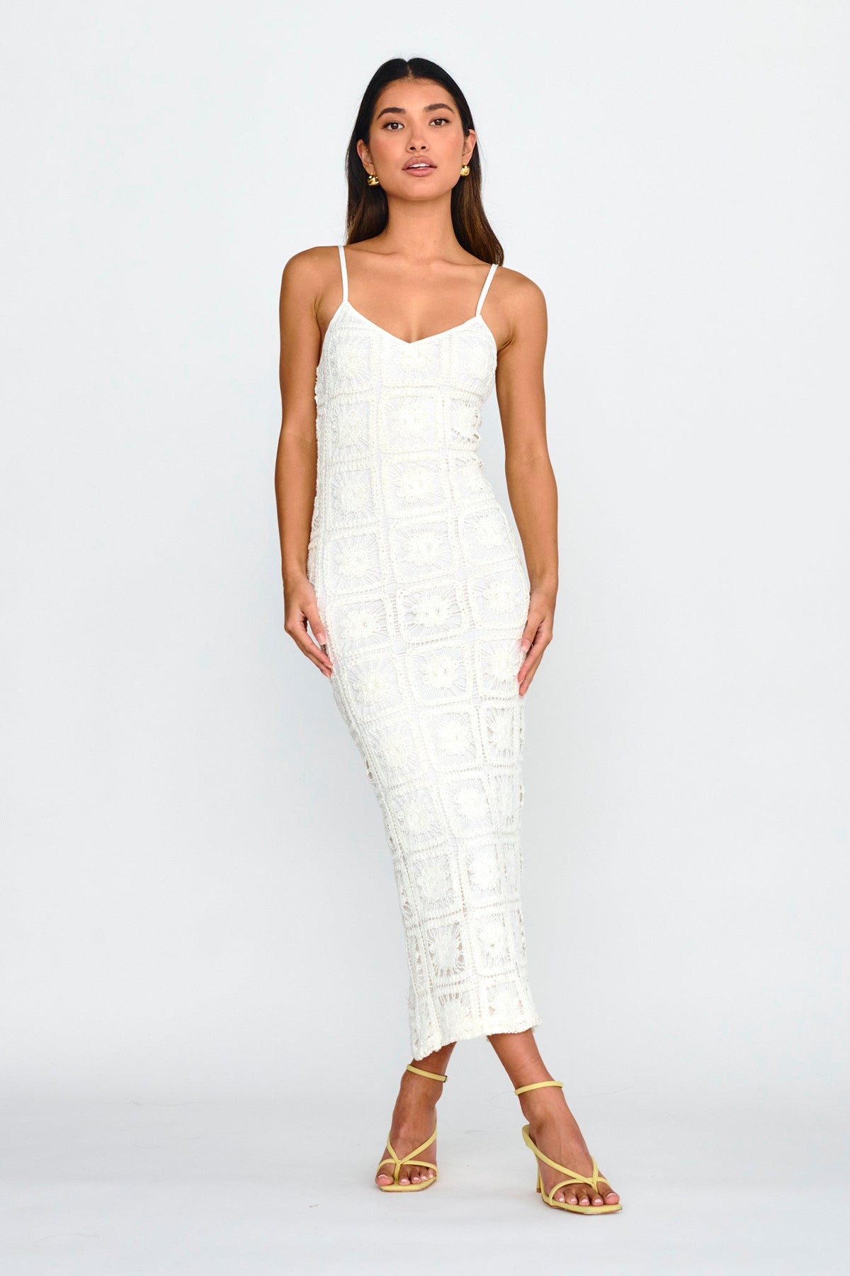 Cayman Sunset Crochet Midi Dress White
