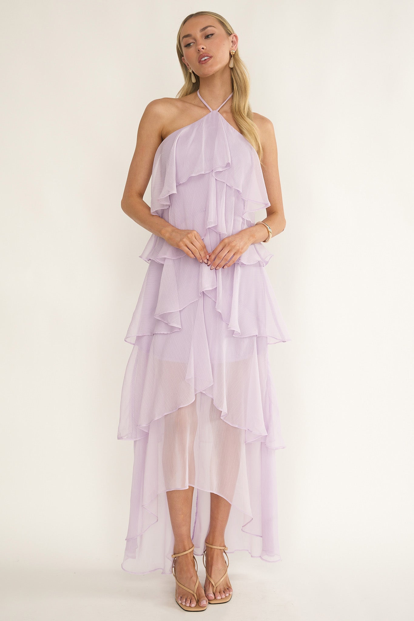 Darylyn Tiered Ruffle Maxi Dress Lilac