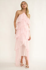 Darylyn Tiered Ruffle Maxi Dress Pink