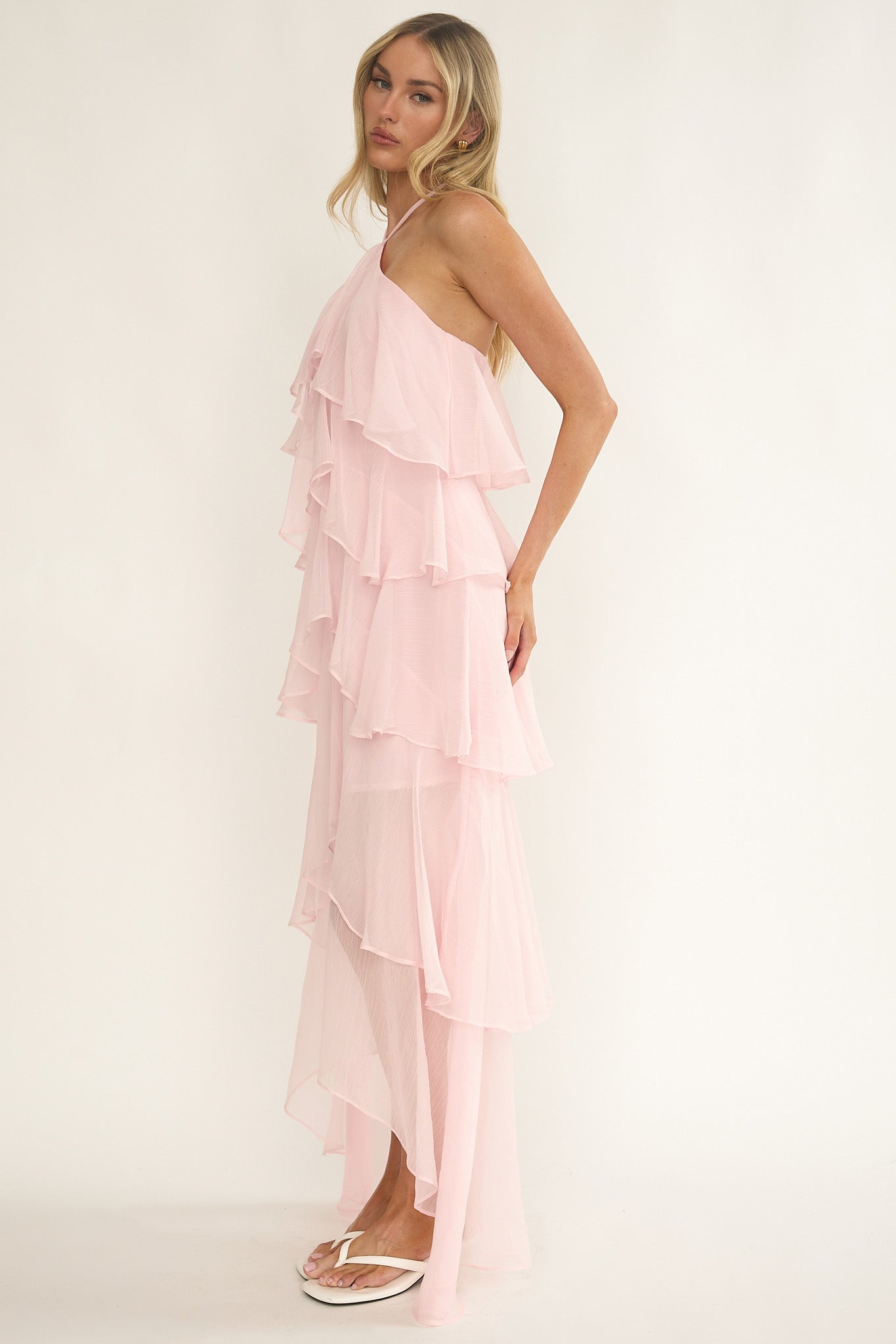 Darylyn Tiered Ruffle Maxi Dress Pink