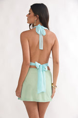 Avelyn Sequin Mini Skirt Floral Mint