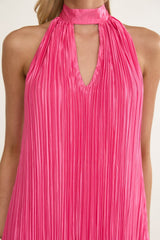 Aurea Halterneck Crepe Maxi Dress Hot Pink